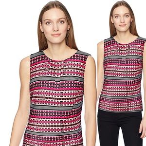 Calvin Klein Sleeveless Printed Pleat Neck Top
